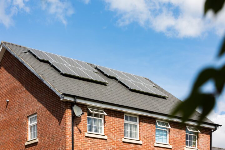 solar pannels on roof of old building