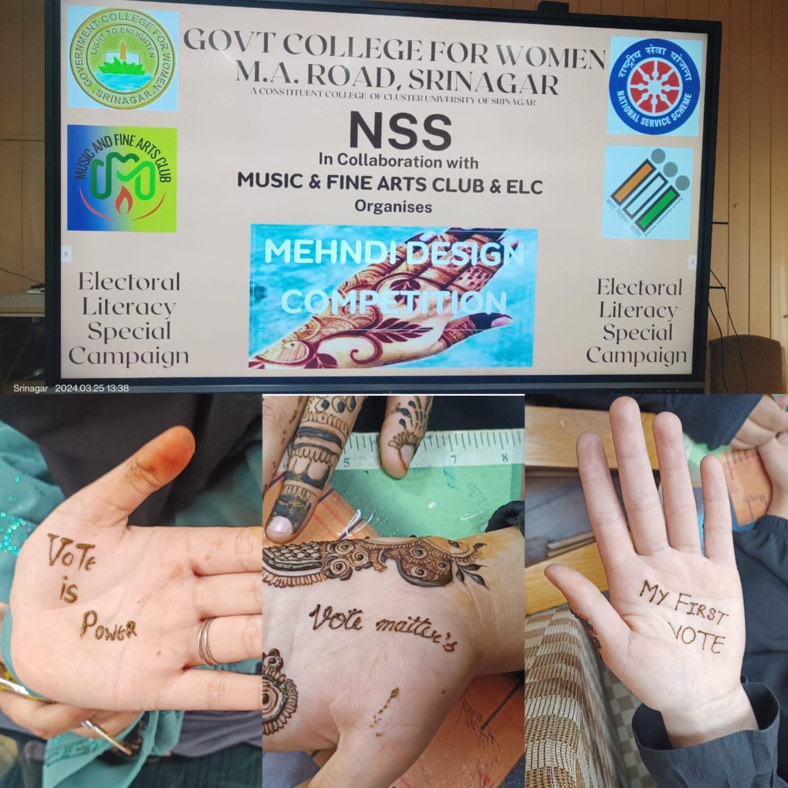 Womens College M.A. Road hosts Henna Art Competition under SVEEP Programme