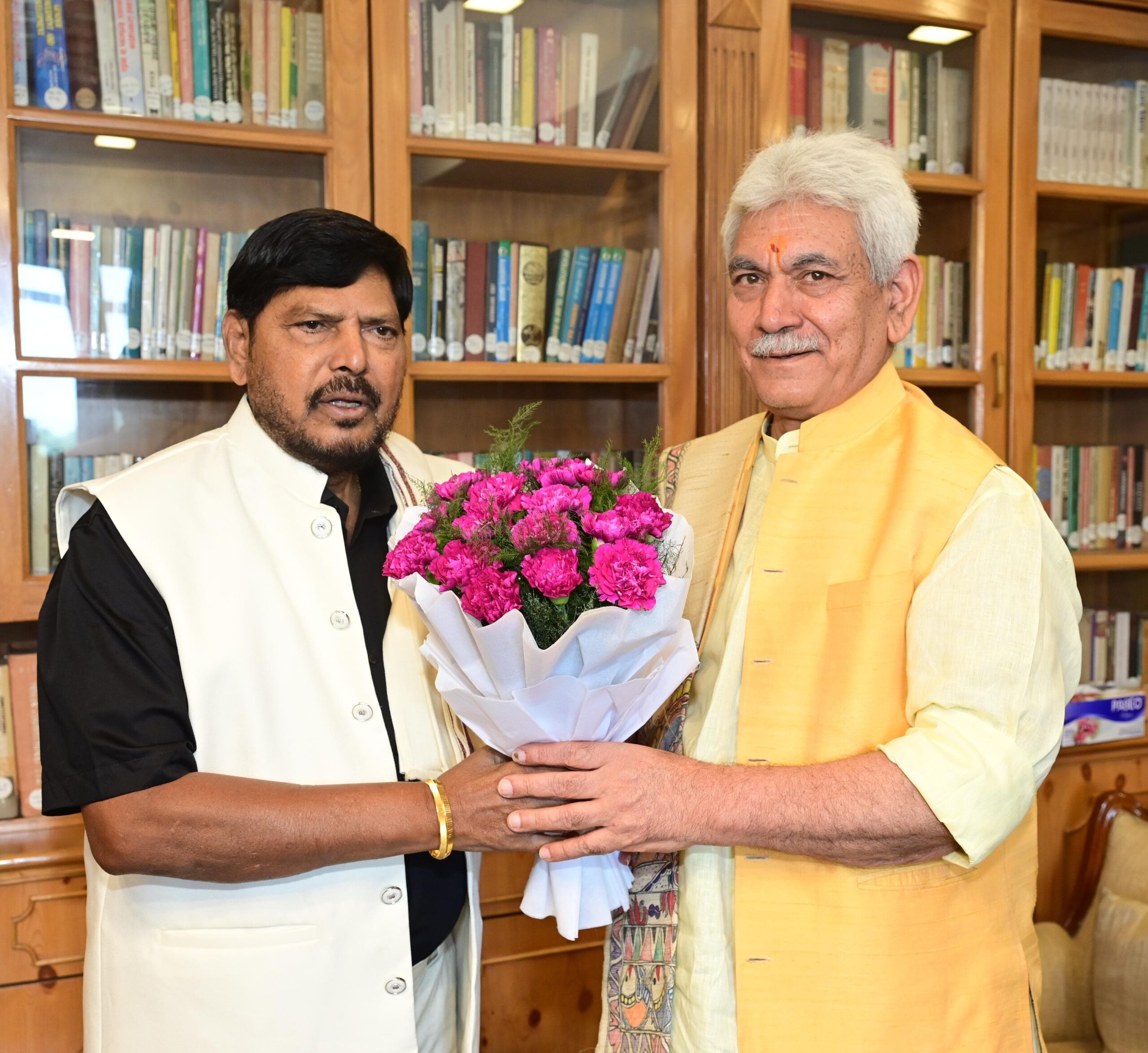 Lt Governor Sh Manoj Sinha met Sh Ramdas Athawale Union MoS for Social Justice and Empowerment scaled