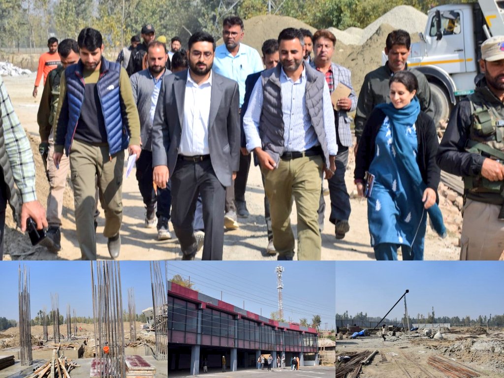 DC Budgam Inspects progress of work at 125 bedded New District Hospital100 bedded Critical Care Unit Multilevel Car Parking Complex Budgam