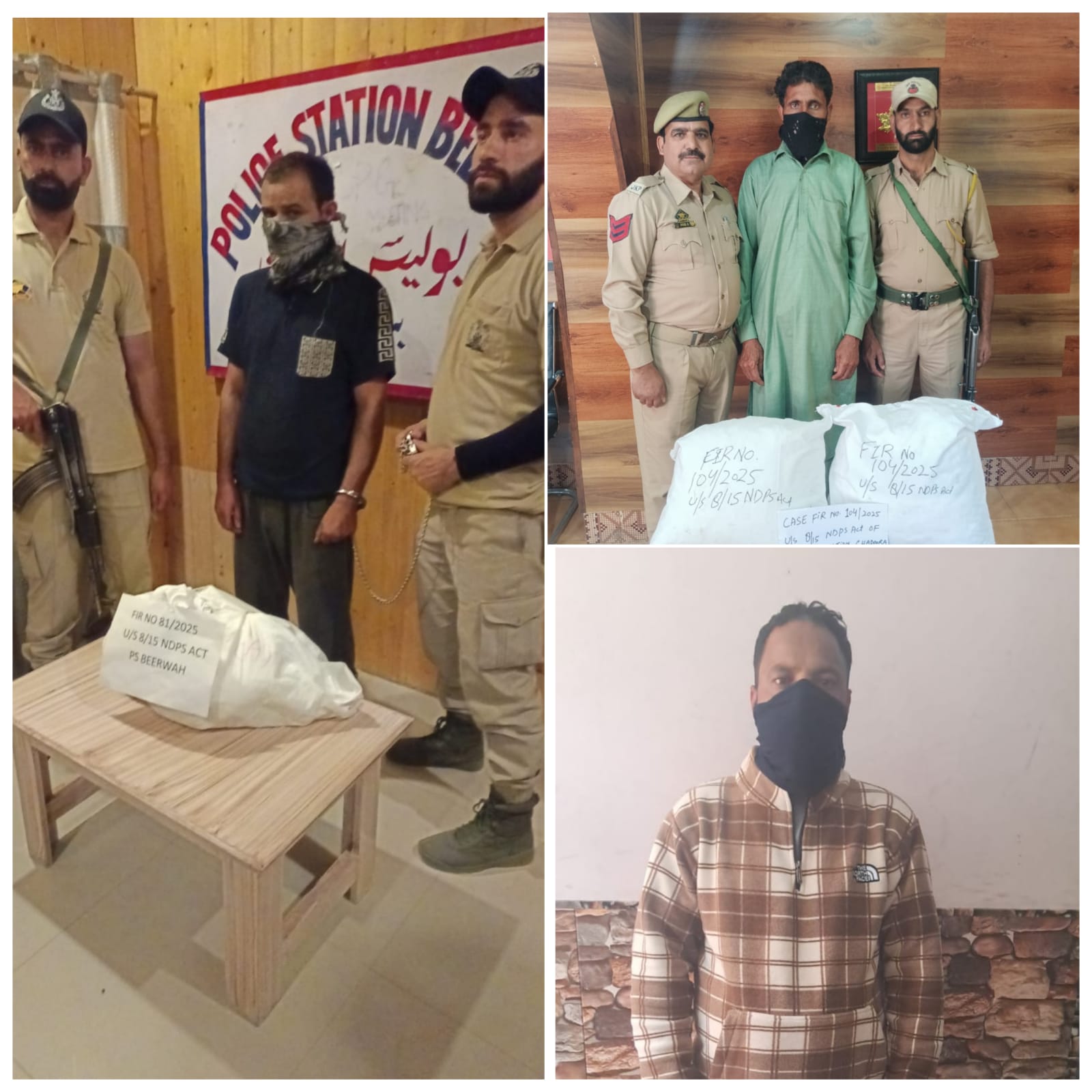 Police arrests 03 drug peddlers in Budgam Anantnag