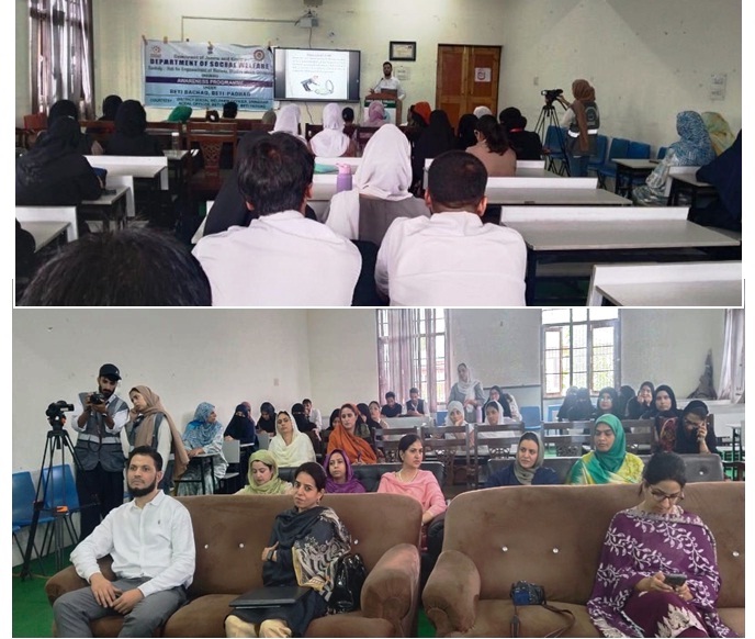 Awareness prog. on aeTips for online safety safety sessionsAE under BBBP held at A.S College Srinagar