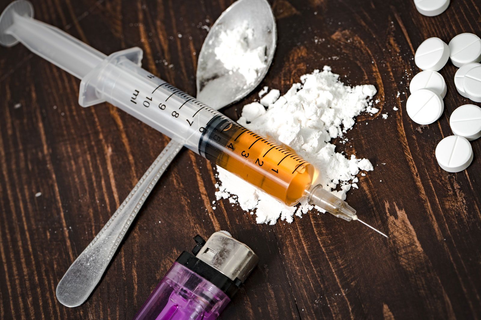 drug syringe heroin spoon